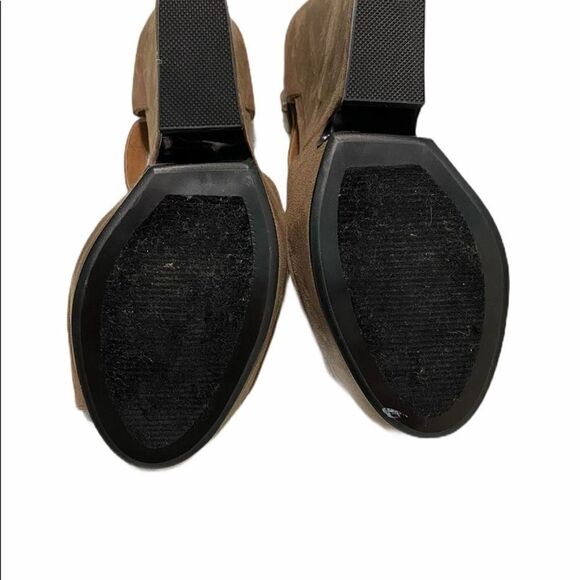 Crown Vintage Mary Jane Peep Toe Bow Wedge Taupe 7 - Picture 6 of 7